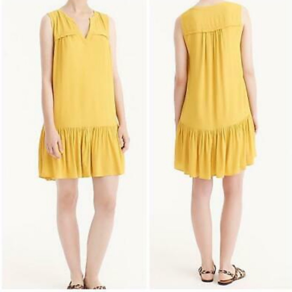 JCrew Buttercup Yellow Sleeveless Ruffle Hem Dress